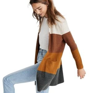 Madewell Kent Striped Cardigan Sweater in Coziest Yarn #1204